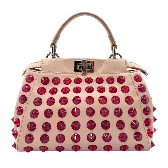 Fendi Handbags - Fendi Peekaboo Handbag Shoulder Bag Pink Leather Resin